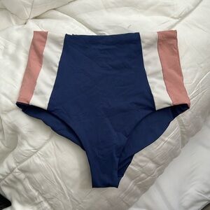 LSPACE Rebel Blue White Pink Bikini Bottom High Wasited